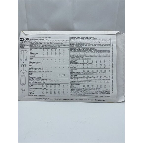 Simplicity Pattern 2269 Girls Dress Top Cropped Pants Hat Sz 3-4-5-6-7-8 Uncut - Picture 3 of 3